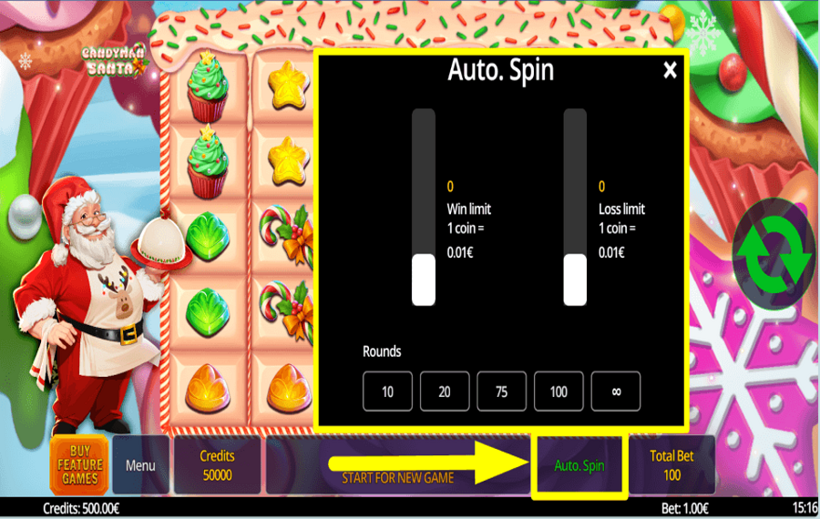 Candyman Santa ПРОДОЛЖИТЬ В АВТОМАТИЧЕСКОМ РЕЖИМЕ.