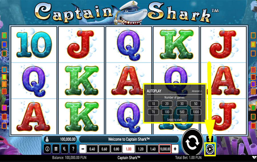 Captain Shark ACTIVAR GIROS AUTOMÁTICOS.