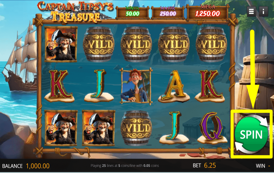 Captain Tipsys Treasure COMMENCE GAMBLING.