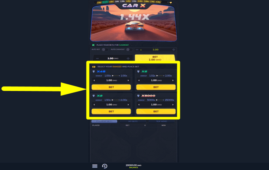Car X AUGMENTEZ VOTRE MISE.