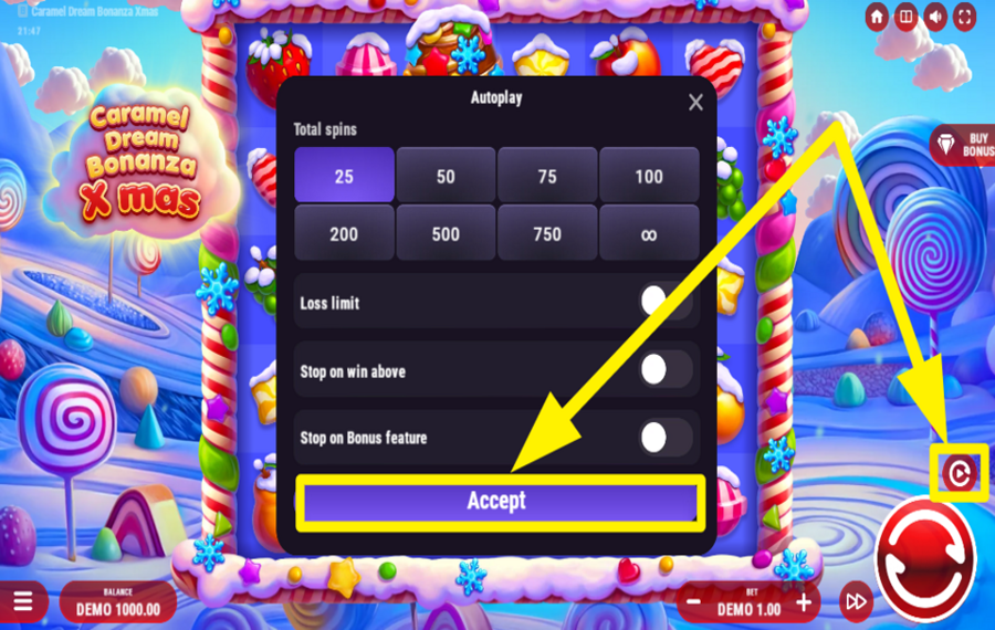 Caramel Dream Bonanza Xmas UTILIZE AUTOPLAY.