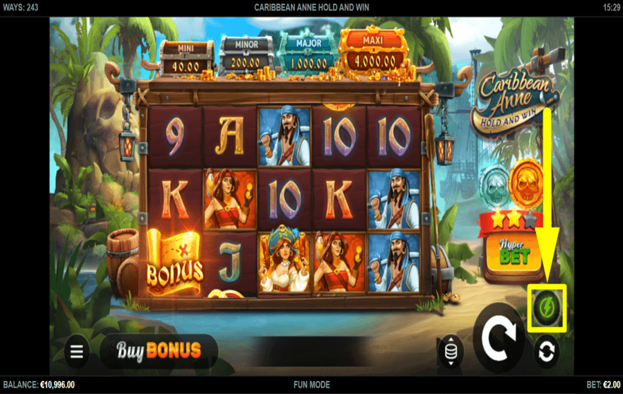 Caribbean Anne Hold and Win ACTIVER LE MODE TURBO.