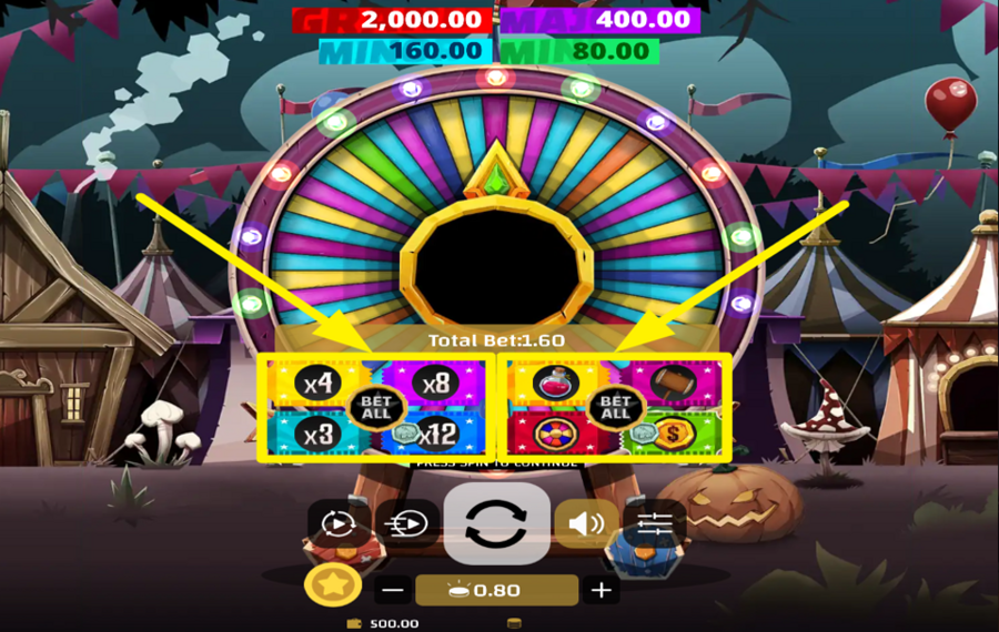 Carnival X SELECCIONA TUS ÁREAS DE APUESTA.