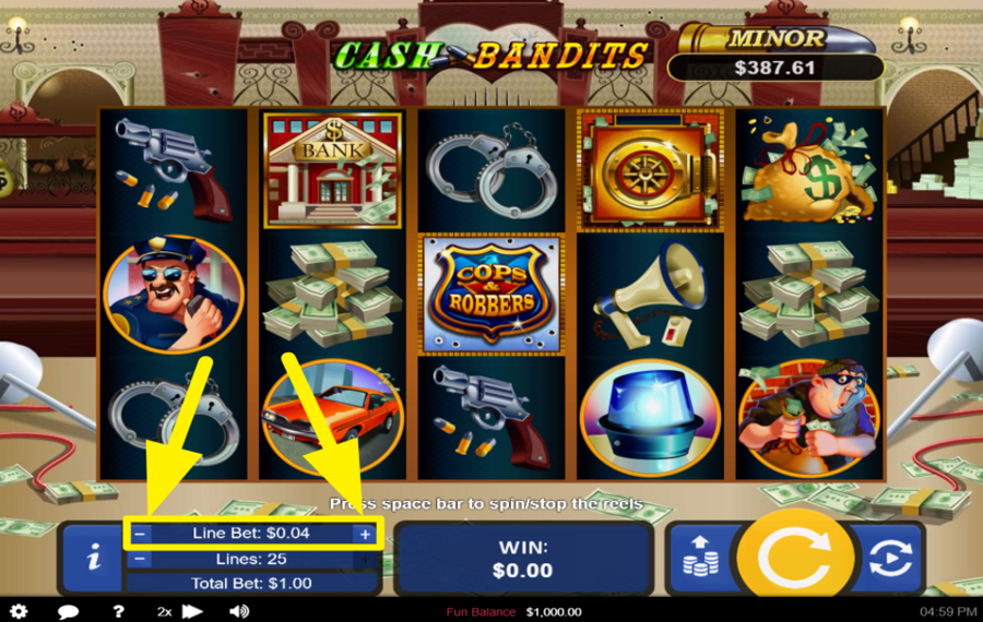 Cash Bandits SPÉCIFIEZ VOTRE MISE PAR LIGNE.