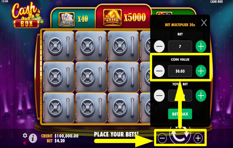 Cash Box PICK THE COIN VALUE.