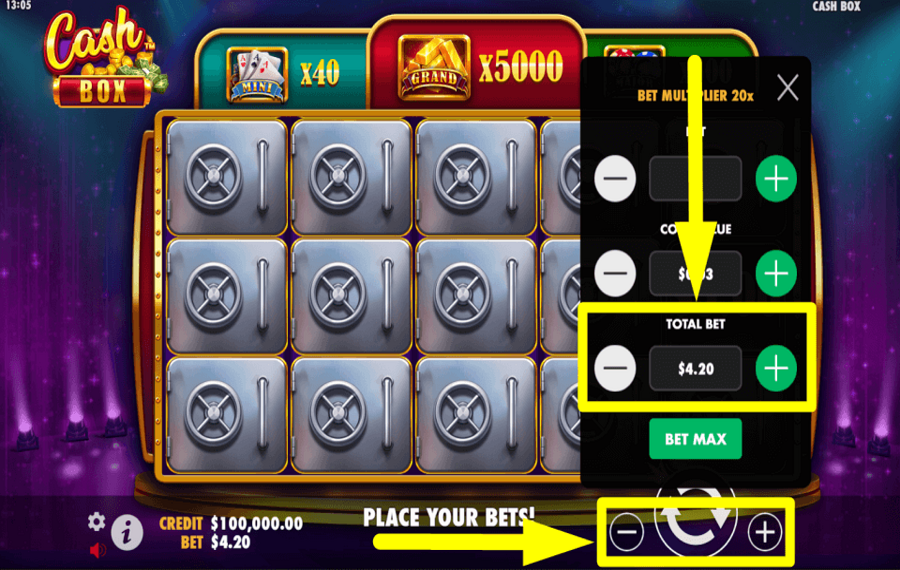 Cash Box PLAN THE TOTAL BET.