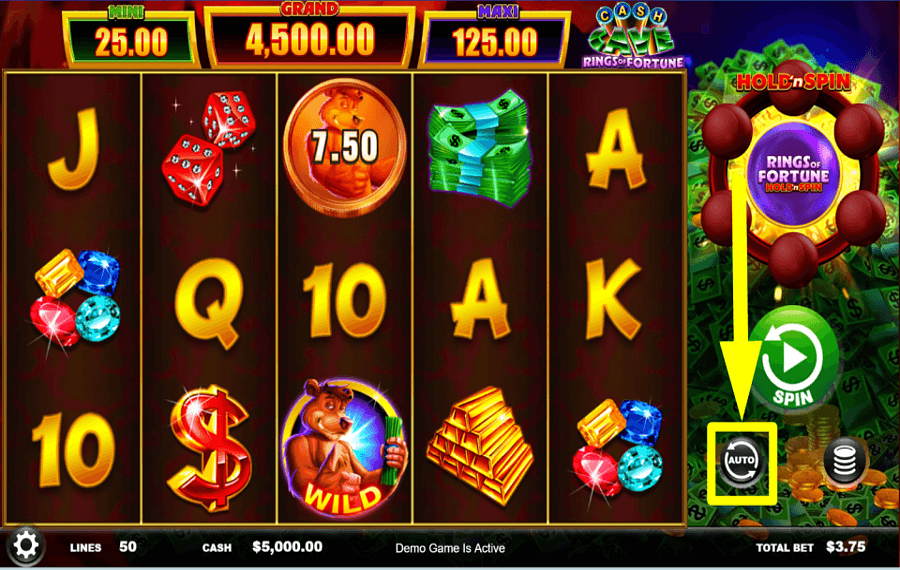 Cash Cave Rings of Fortune INITIATE AUTOPLAY.