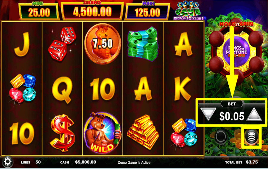 Cash Cave Rings of Fortune MODIFY YOUR WAGER.