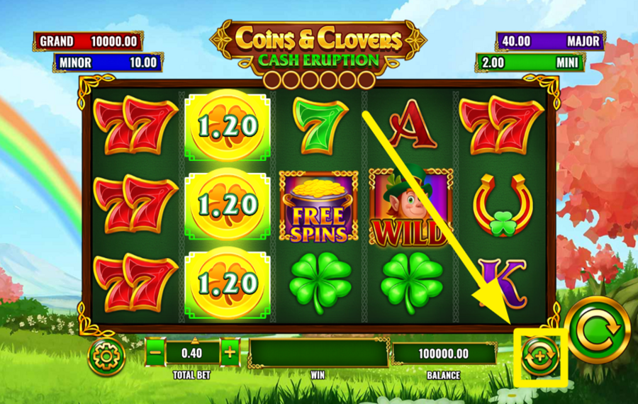 Cash Eruption Coins and Clovers UTILISEZ LA FONCTION DE LECTURE AUTOMATIQUE.