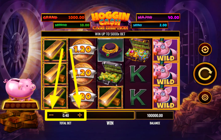 Cash Eruption Hoggin Cash ATTRIBUER UNE VALEUR DE PARI.