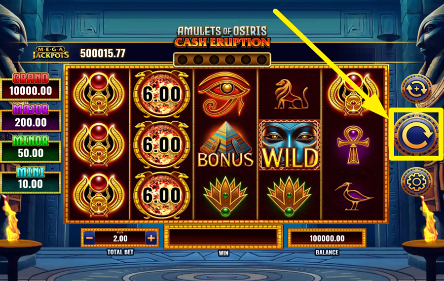 Cash Eruption MegaJackpots Amulets of Osiris TOURNEZ POUR LA VICTOIRE!