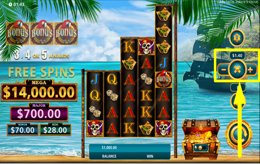 Cash Falls Pirates Trove FAI LA TUA SCOMMESSA.