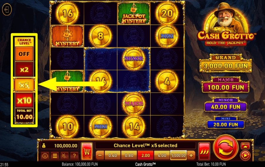 Cash Grotto Fordere dein Glück heraus.