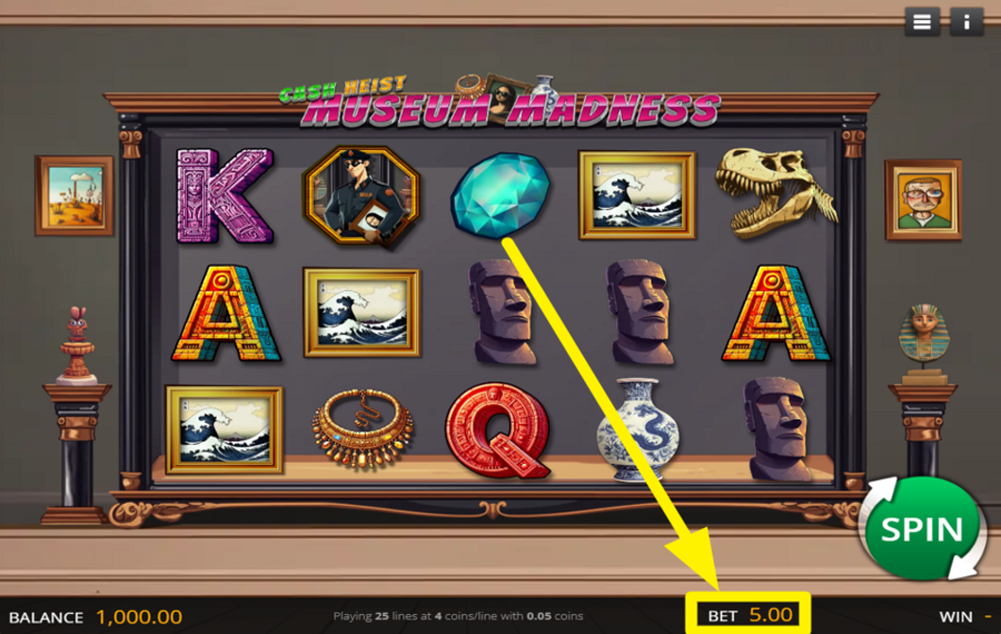 Cash Heist Museum Madness SPECIFY YOUR WAGER.