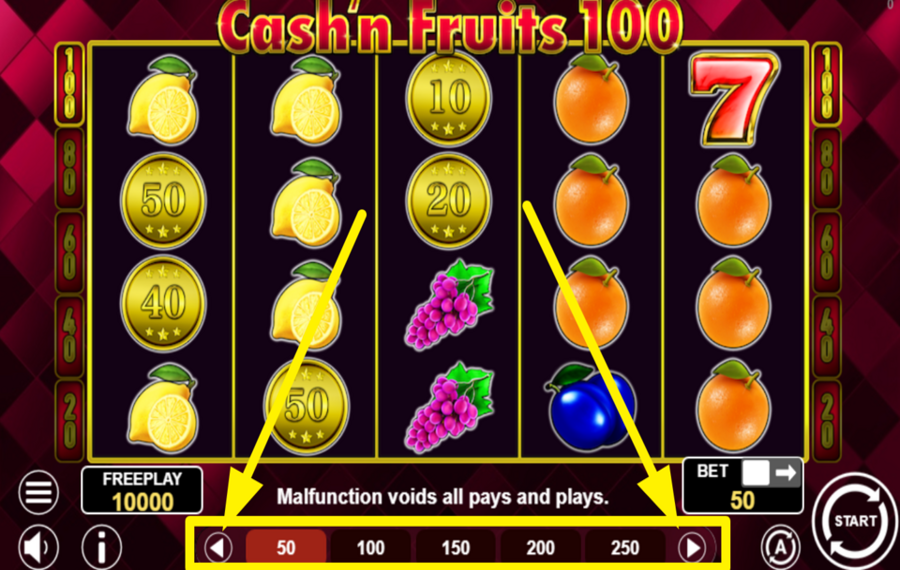 Cash n Fruits 100 HAGA SU APUESTA.