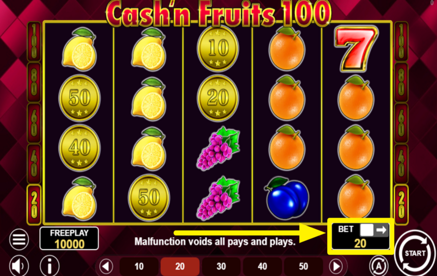 Cash n Fruits 100 UTILIZA LA OPCIÓN EFECTIVO+.