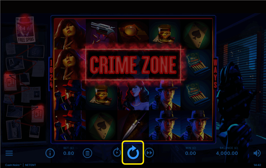 Cash Noire Push/ Press the spin button