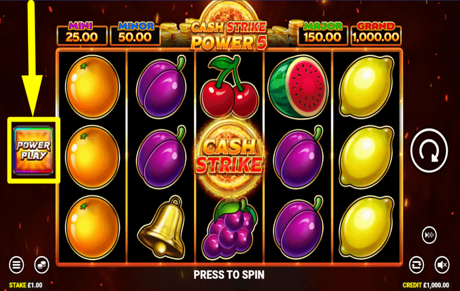 Cash Strike Power 5 SET UP POWER PLAY.