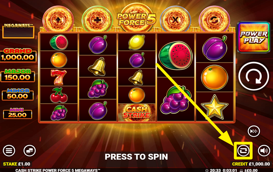 Cash Strike Power Force 5 Megaways UTILIZZA LA RIPRODUZIONE AUTOMATICA.