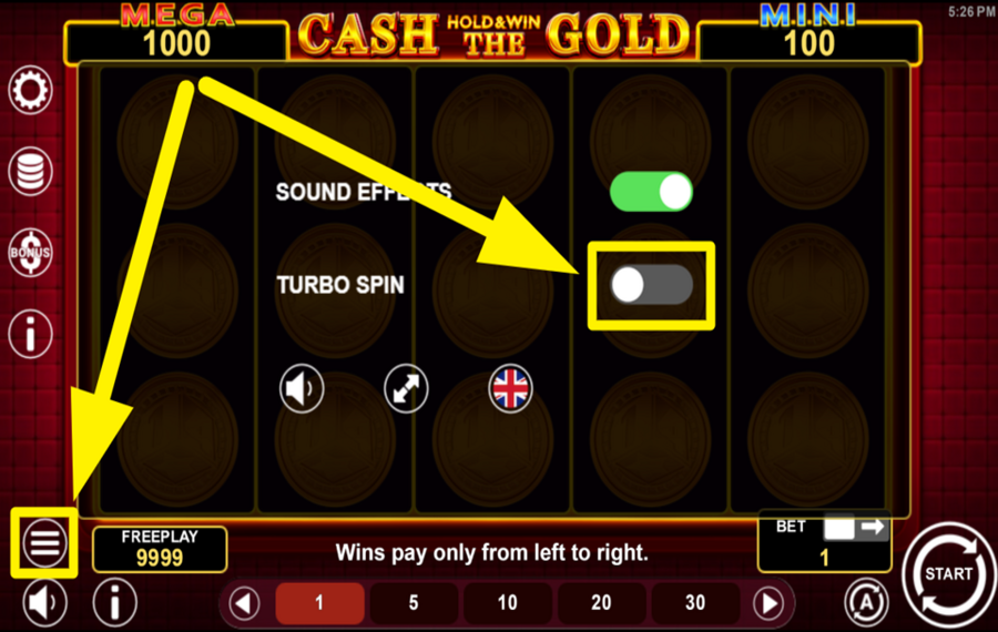 Cash The Gold Hold and Win ACCELERATE THE SPINS.