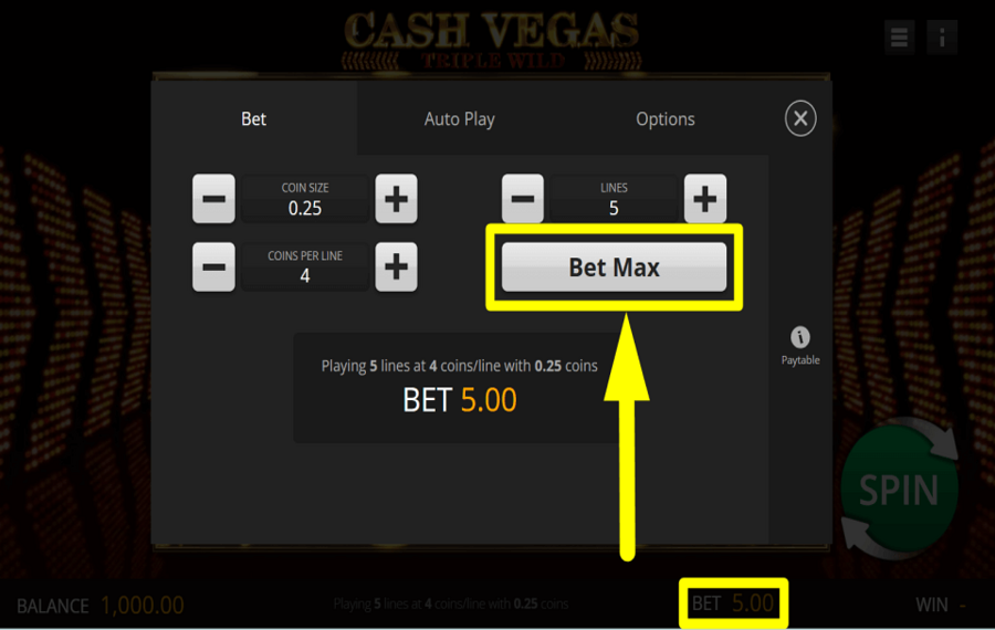 Cash Vegas Triple Wild ACTIVER LA MISE MAXIMALE.