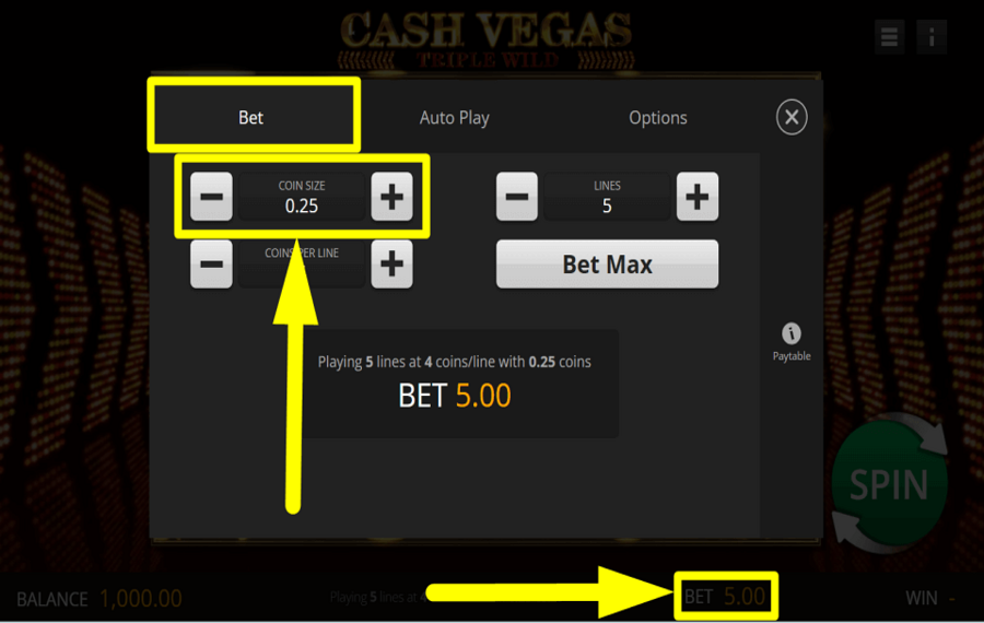 Cash Vegas Triple Wild ATTRIBUER UNE VALEUR À UNE PIÈCE.