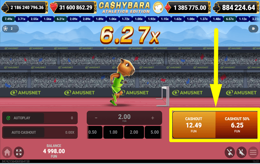 Cashybara Athletics Edition ВЫВЕДИТЕ СВОЙ ВЫИГРЫШ.
