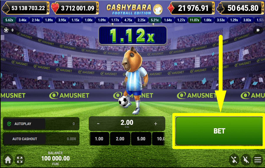 Cashybara Football Edition INIZIA A SCOMMETTERE.