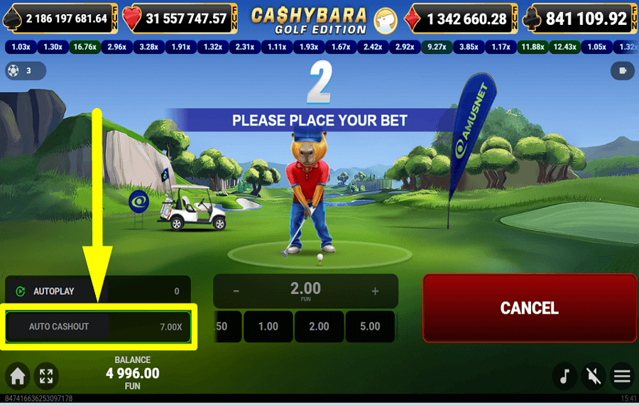 Cashybara Golf Edition ЗАПЛАНИРОВАТЬ СБОР ПЛАТЕЖЕЙ.