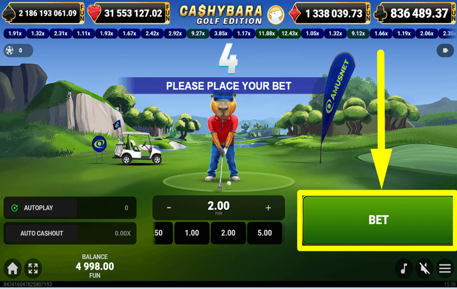 Cashybara Golf Edition ИГРАЙТЕ И ВЫИГРЫВАЙТЕ ПРИЗЫ.
