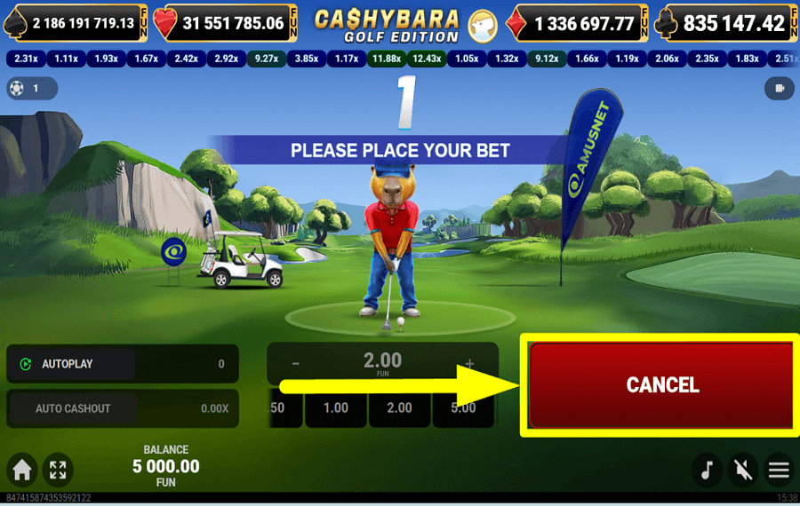 Cashybara Golf Edition СНЯТЬ СТАВКУ.