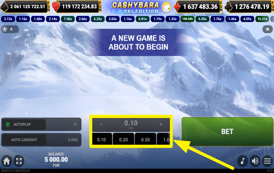 Cashybara Ski Edition ВЫБЕРИТЕ СВОЮ СТАВКУ.