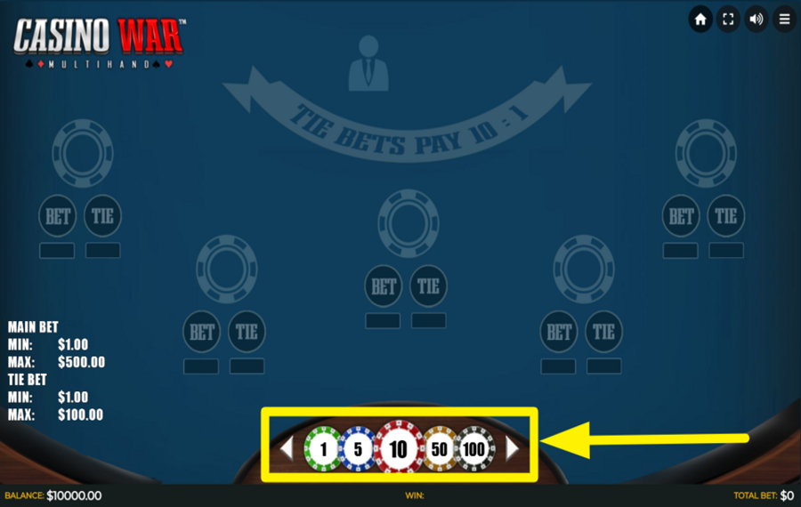 Casino War Multihand HAGA SU APUESTA.