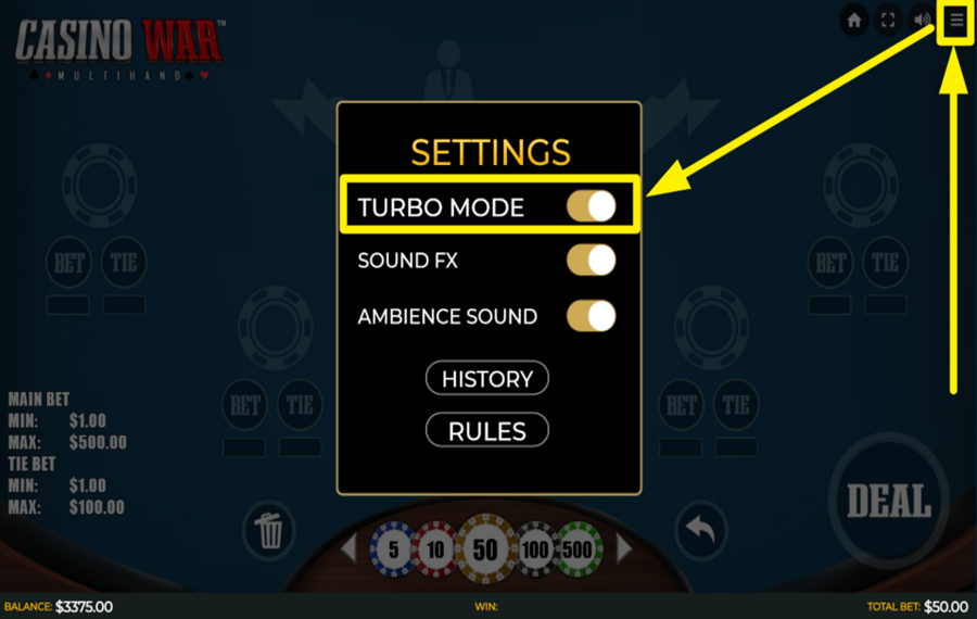Casino War Multihand ¡DESATA LA CARGA TURBO!