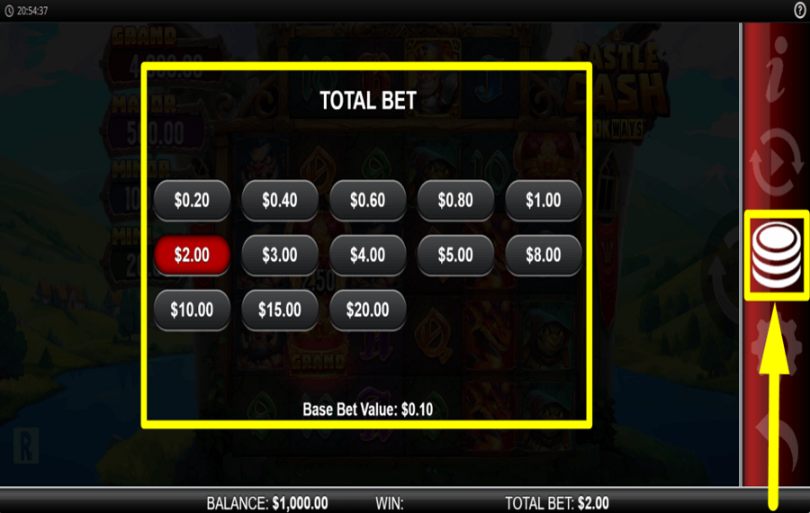 Castle Cash 10K Ways DÉTERMINER LA MISE.