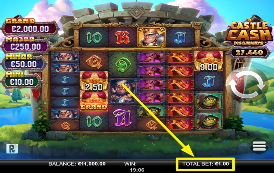 Castle Cash Megaways CHOISISSEZ UNE VALEUR DE PARI.