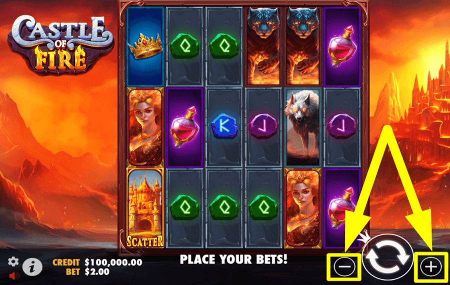 Castle of Fire SELECT THE TOTAL BET.