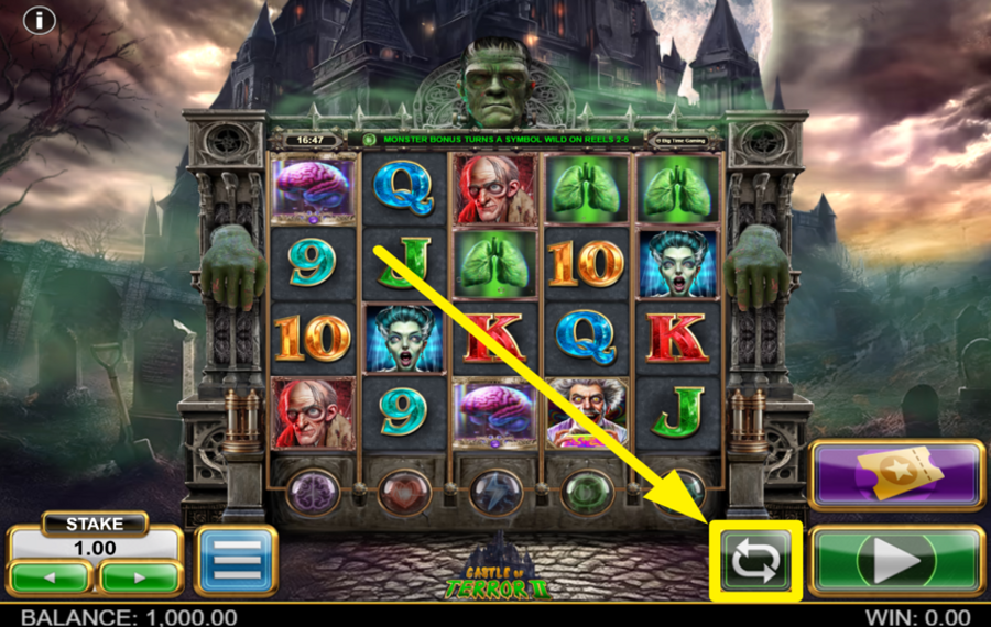 Castle of Terror 2 INICIAR GIROS AUTOMÁTICOS.