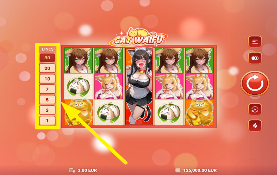 Cat Waifu PICK THE NUMBER OF BET LINES.