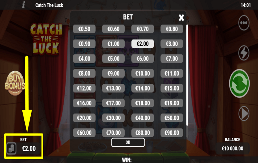 Catch the Luck WÄHLEN SIE DEN EINSATZ.