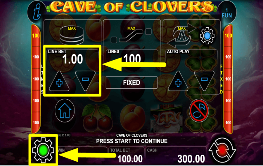 Cave of Clovers DETERMINAR LO QUE APUESTA.
