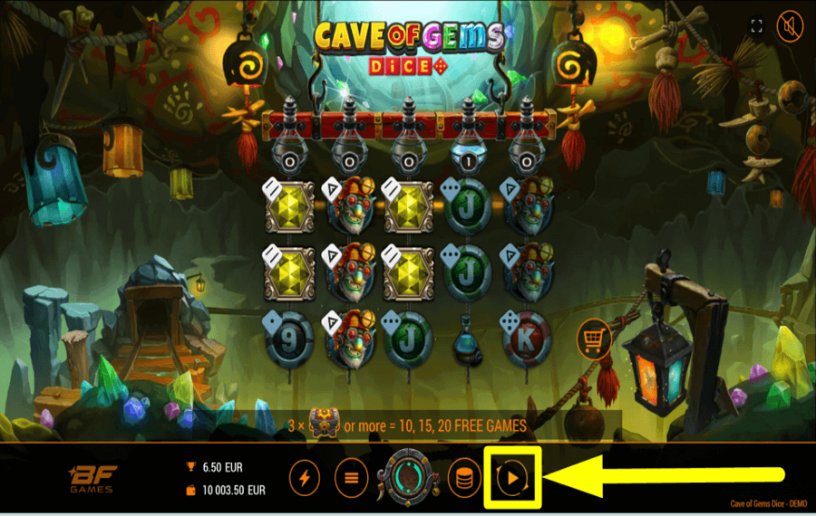 Cave of Gems Dice PROCEED WITH AUTOPLAY.