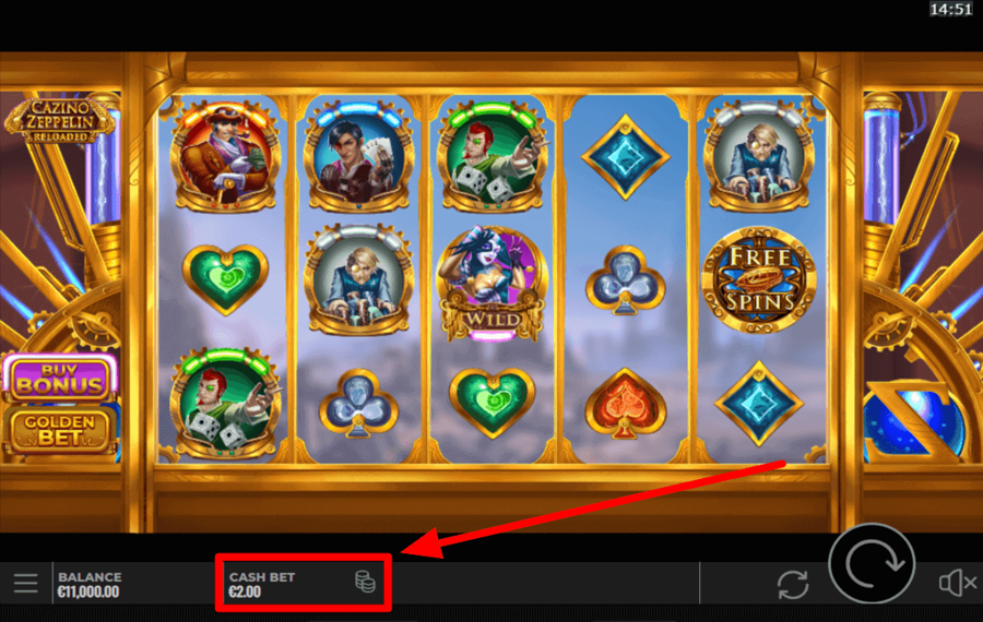 Cazino Zeppelin Reloaded Choisissez le montant de votre mise.