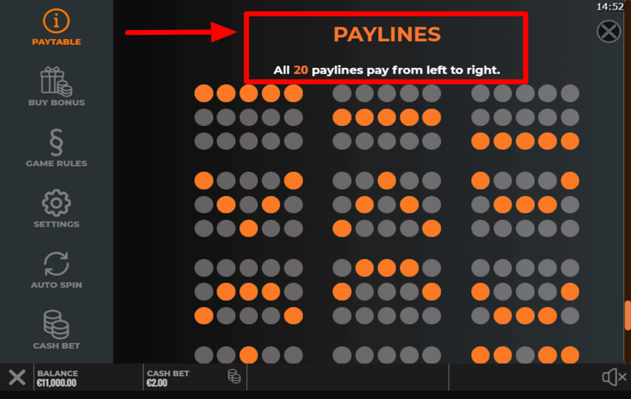 Cazino Zeppelin Reloaded Choisissez les lignes de paiement. 