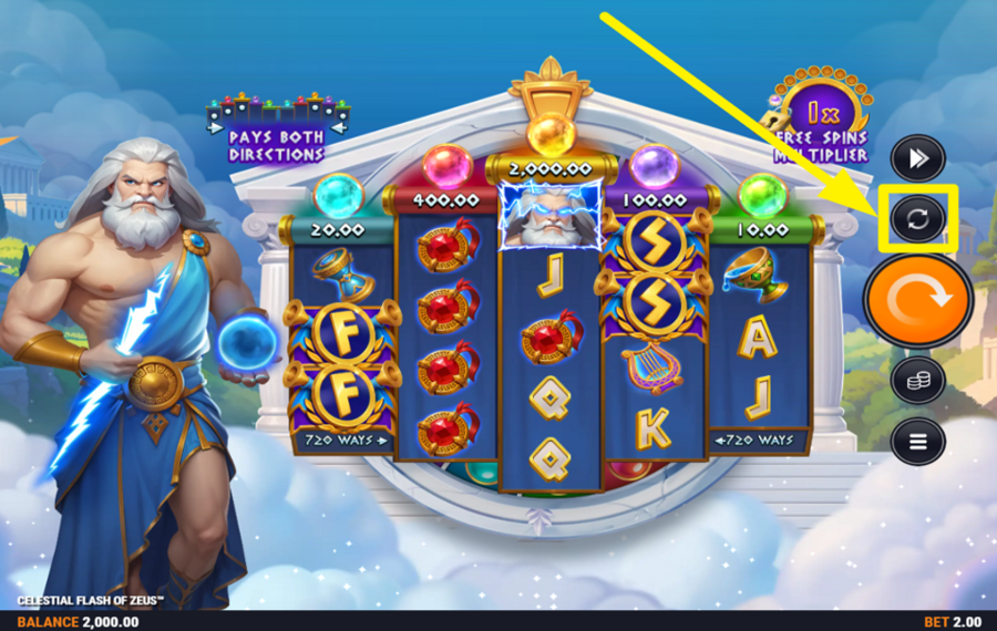 Celestial Flash of Zeus ИСПОЛЬЗУЙТЕ АВТОМАТИЧЕСКИЕ ВРАЩЕНИЯ.