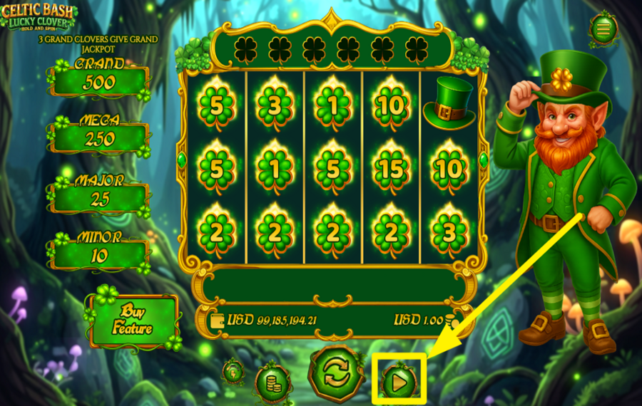 Celtic Bash Lucky Clover Hold and Spin GIRA LOS CARRETES AUTOMÁTICAMENTE.