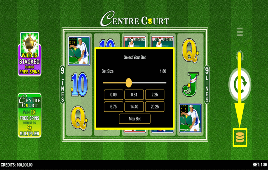 Centre Court MODIFICA EL VALOR DE LA APUESTA.