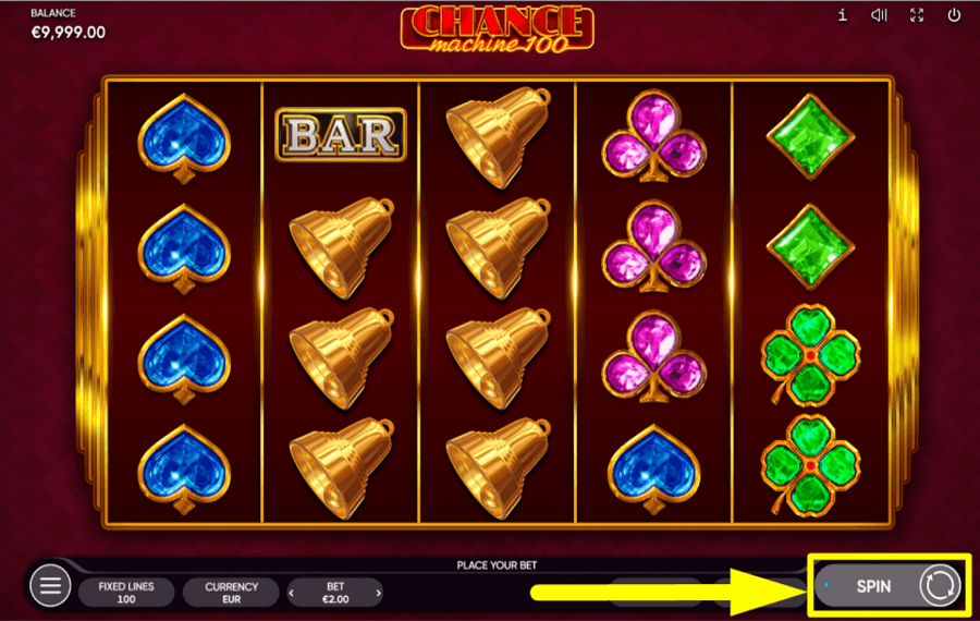 Chance Machine 100 DREHEN SIE DIE ROLLEN.