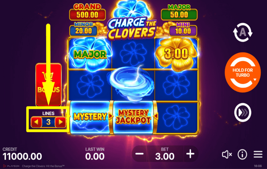 Charge the Clovers Hit the Bonus STELLEN SIE DIE GEWINNLINIEN EIN.