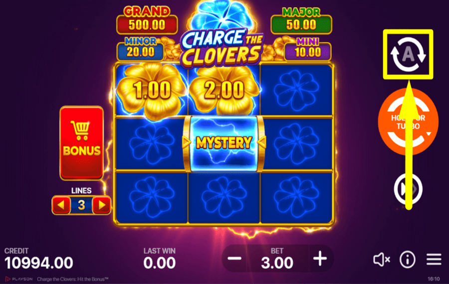 Charge the Clovers Hit the Bonus STARTEN SIE AUTOPLAY.